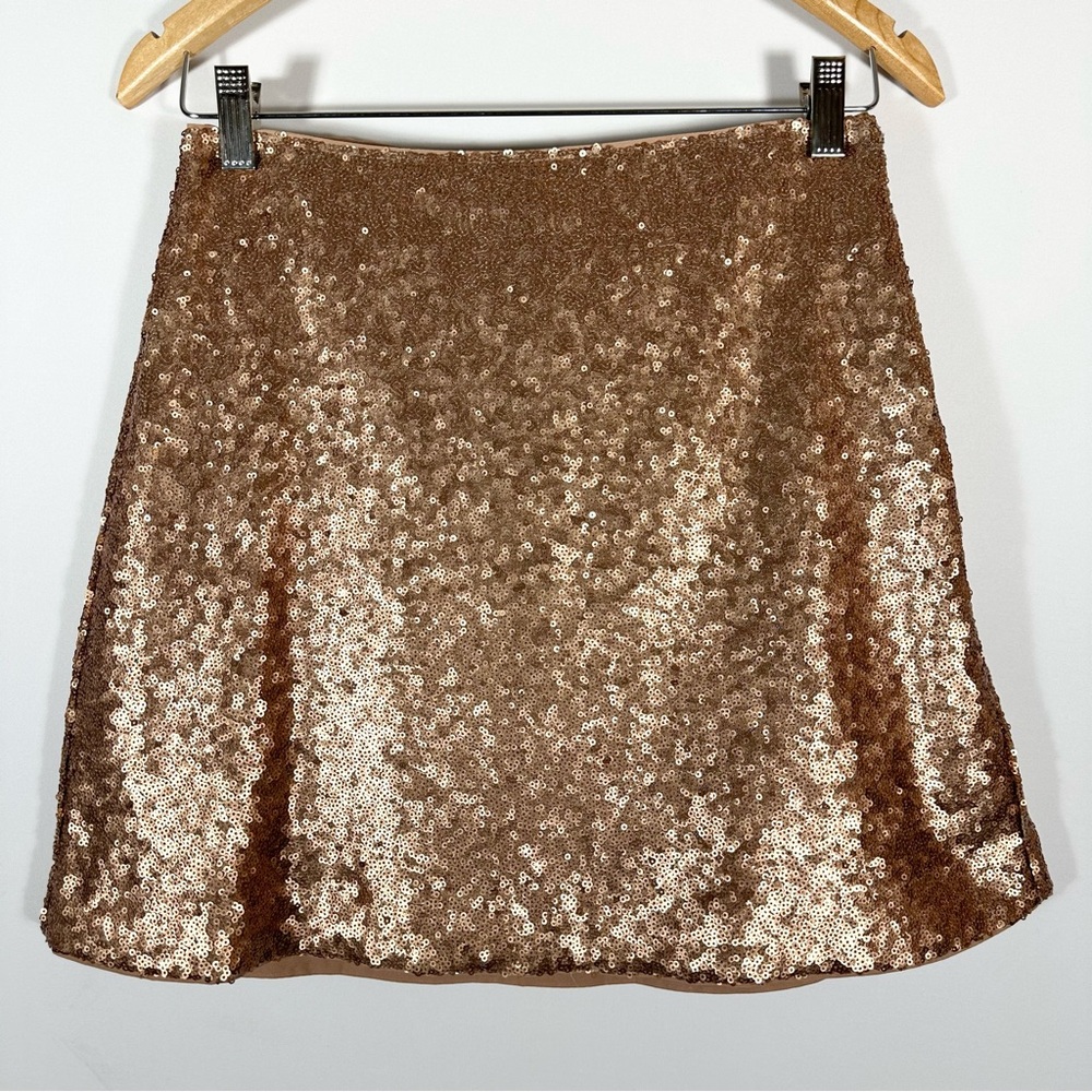 ABERCROMBIE & FITCH Rose Gold Sequin Mini Skirt Lined Size S